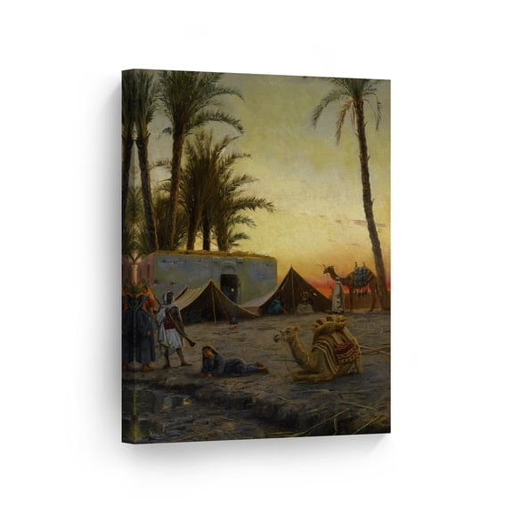 Smile Art Design Desert Encampment Peder Mork Monsted Canvas Wall Art Print Famous Fine Art Oil Painting Canvas Art Classic Modern Art Reproduction Home Decor - %100 Made in the USA- 40x30