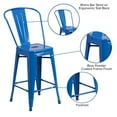 thumbnail image 4 of Merrick Lane Blue 24" High Metal Counter Height Stool with Removable Back for Indoor-Outdoor Use, 4 of 11