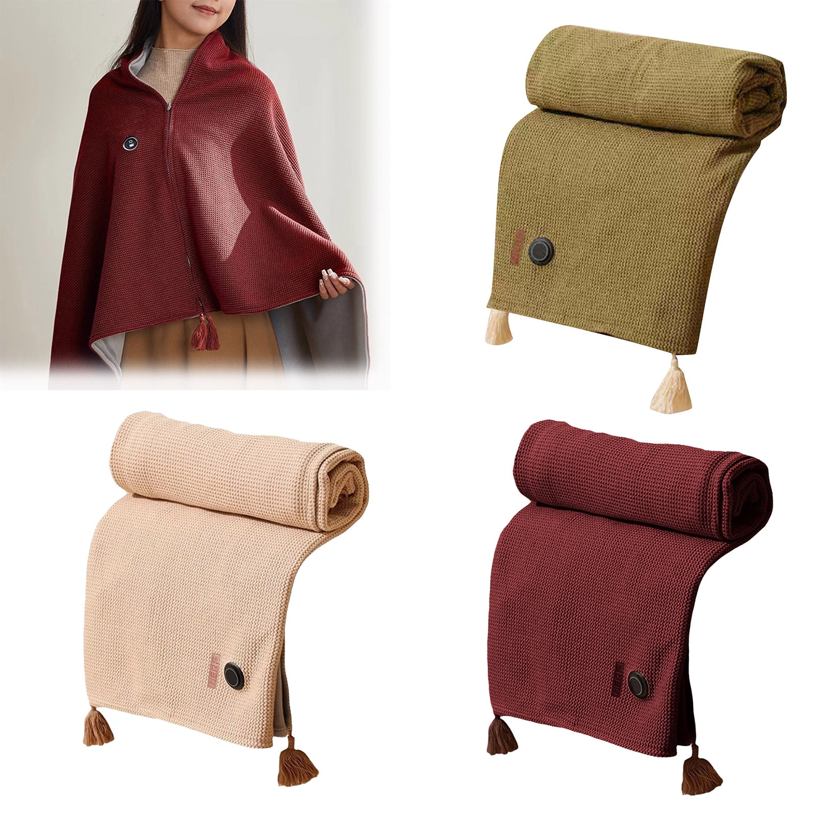 Heating Three USB Car Outdoor Camping Heating Cordless Outdoor Throw Blanket Heated,Portable Heated Shawl,Battery Operated,Electric Rechargeable for Camping
