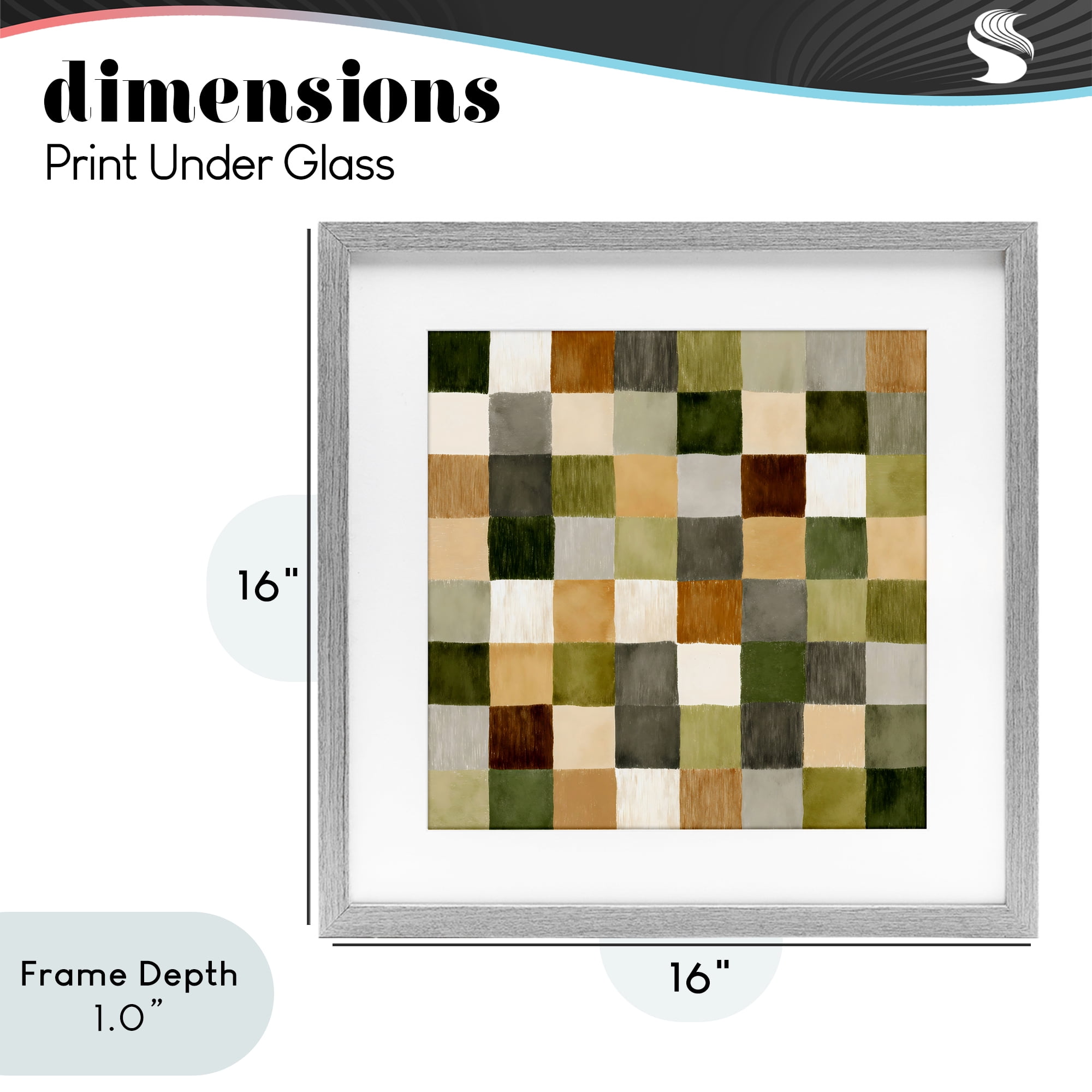 Stupell Industries Checkered Earth Tones Gray Framed Print Under Glass, design by Petal Prints Design