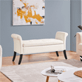 thumbnail image 3 of Topeakmart Modern Fabric Tufted Storage Bench Cushioned Ottoman Bench with Rolled Arms, Fresh White, 3 of 8