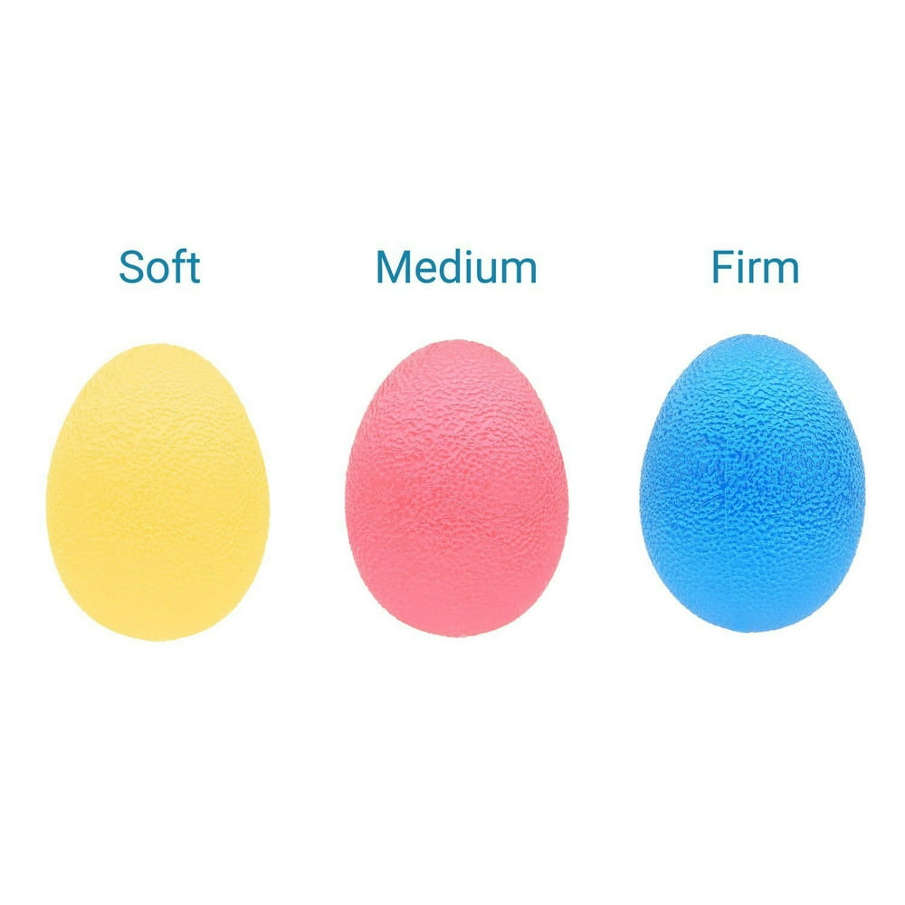 Egg Shaped Hand Exercise Balls 3 Squeeze Resistances (Soft, Medium