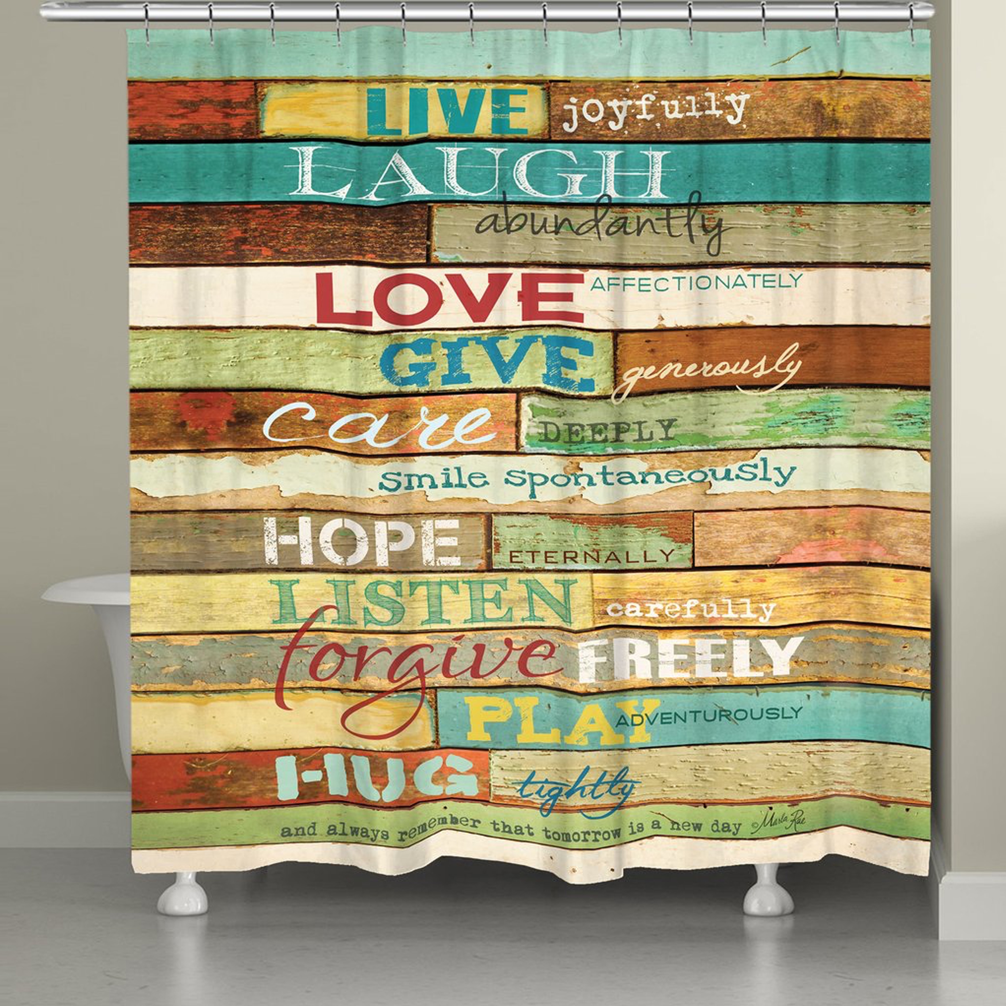 Laural Home Live Laugh Love Inspirational Shower Curtain Walmartcom Walmartcom