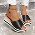 thumbnail image 4 of Rokment Platform Wedge Heeled Dress Slides Sandals for Women 2026 Summer Fashion Casual Color Block Comfortable Walking Slip on Chunky High Heels Beach Slippers Black Size 6.5, 4 of 6