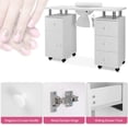 thumbnail image 6 of Ataucjin Manicure Table Nail Desk For Nail Tech Nail Table Rolling Portable Nail Station Workstation With Electric Dust Collector,Drawers & Cabinet,Wrist Cushion,Lockable Wheels For Beauty Salon Spa, 6 of 9