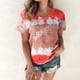 thumbnail image 2 of Moda mujer verano Sexy gradiente estampado Regular cuello redondo mujeres manga corta Top Fridja  zx770, 2 of 4