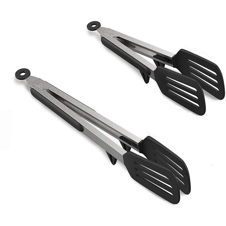 Premium Stainless Steel Kitchen Tongs With Silicone Tips With Locking 9  Inch 