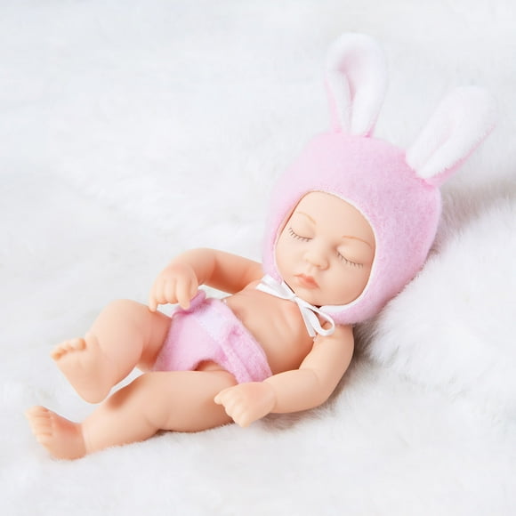 Muñeca Reborn de 18 cm, juguete de goma suave con chupete, babero y cambiador, ideal para decoración del hogar y la habitación.