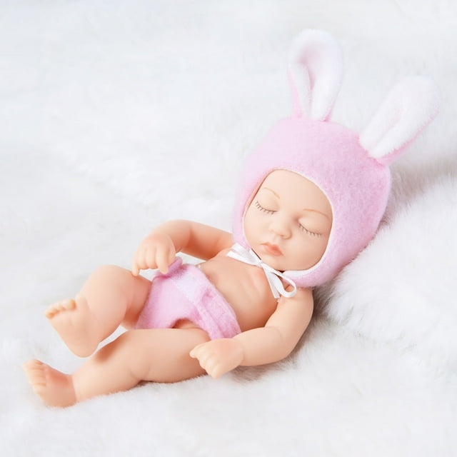 Muñeca Reborn de 18 cm, juguete de goma suave con chupete, babero y cambiador, ideal para decoración del hogar y la habitación.