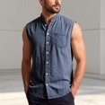 thumbnail image 2 of XAOFW Casual Solid Color Sleeveless Shirts For Man Everyday Wear Breathable Shirt Lightweight Summer Shirts Soft Top XL, 2 of 5
