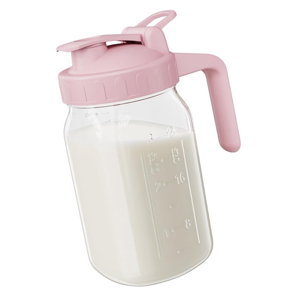 Jarra para leche materna JunvPic, tarro de cristal de 950 ml, color rosa
