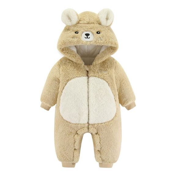 Fluffy Fleece Jumpsuit Long Sleeve Zip Up Animal Themed Baby Romper Christmas Sleepwear Newborn Winter Clothes for Christmas or Halloween 3-6 Months