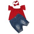 thumbnail image 3 of Trajes de verano para niña, 3 piezas de ropa de verano para niña y bebé, trajes vaqueros para niña construidos para precisión, 3 of 8