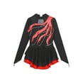 thumbnail image 5 of Sholeno Kids Girls Shiny Ice Figure Skating Dress Mesh Long Sleeve Roller Skating Dance Competition Red 10, 5 of 7