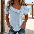 thumbnail image 6 of Otvok Womens Petal Sleeve Tops Summer Trendy T-Shirt Stripe Casual Loose Square Neck Button Blouse Tees, 6 of 6