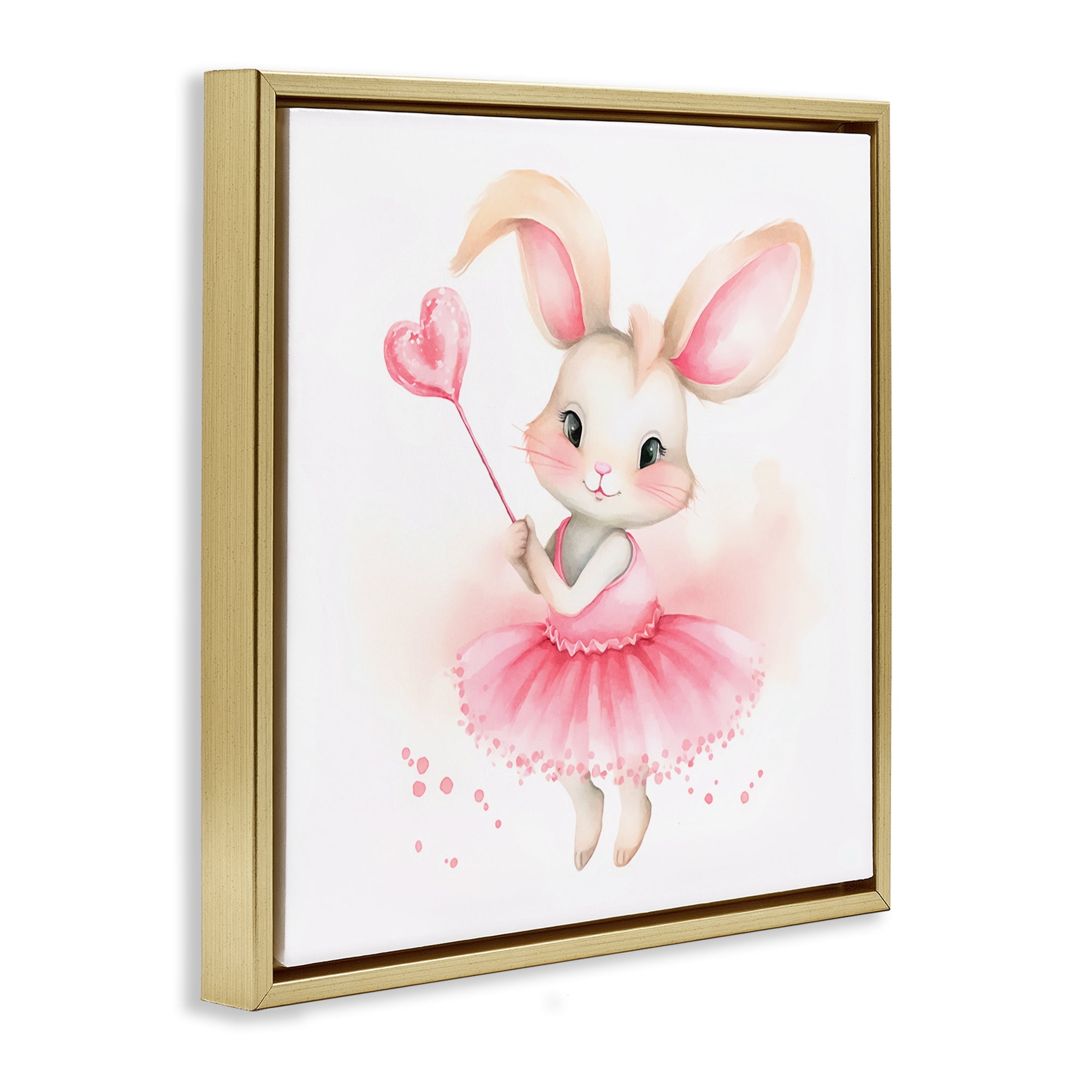 Stupell Industries Ballerina Bunny with Wand Animals Painting Gold Floater Framed Canvas Art Print Wall Art, 25 x 25
