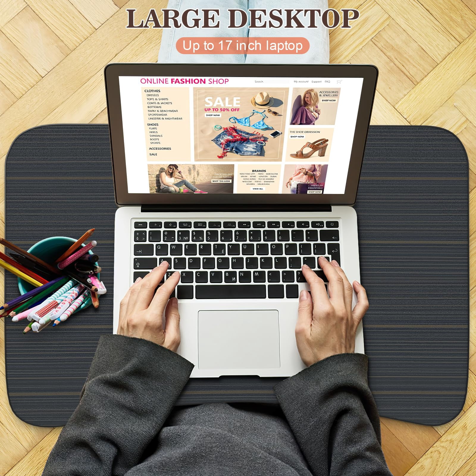 Laptop Bed Desk  Foldable Tray Table With Tablet Slot Lapdesk Stand For Portable Standing Couch Floor