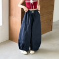 thumbnail image 5 of Girls Parachute Pants Loose Wide Leg Waterproof Causal Hiking Pants for Girls Pockets Lightweight Running Joggers with Cuffs, 5 of 7