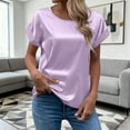 thumbnail image 2 of Elegant Casual Satin Short Sleeve T Shirt Blouse Top For Everyday Comfort And Stylish Outfits With A Soft Shimmering Fabric Feel,PP1,S, 2 of 5