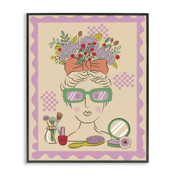 Stupell Industries Makeup & Fashion Boudoir People Painting Black Framed Art Print Wall Art, 11 x 14