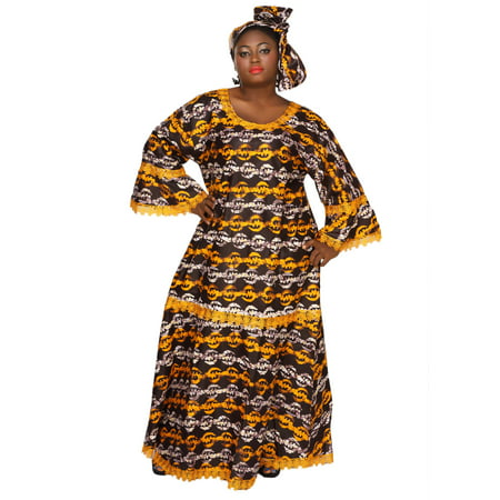 African Planet Women's Ankh Style Wax Dress Kitenge Inspired Elastic Waist (Best African Fashion Dresses)