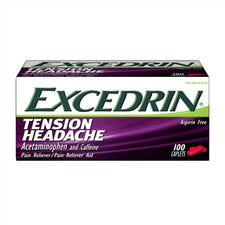 Tension Headache Aspirin-Free Caplets for Head, Neck, and Shoulder Pain Relief, 100 count
