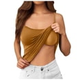 thumbnail image 2 of Women Tanks Camis Seamless Comfort Camisole Built In Bra Padded Tank Top For Everyday Wear And Layering Brown M, 2 of 8