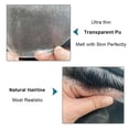 thumbnail image 3 of 0.03mm Ultra Thin Skin Toupee Human Hair Male Capillary Prosthesis Soft V-Looped PU Base Hair System Naturale Hairline Indian Remy Men's Hair Piece, 3 of 7