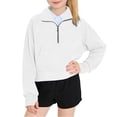 thumbnail image 4 of DJDLJWCJ Girls Pullover Sweatshirt 5-14 Quarter Zip Stand Collar Kids Sweatshirts Loose Fit Casual Sweatshirts with Pocket White Size 13, 4 of 8