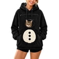 thumbnail image 5 of Puyaiuu Women Christmas Snowman Pattern Fuzzy Sherpa Hooded Sweatshirt With Pet Holding Hole Long Sleeve Warm Plush Pullover Top For Winter Holiday Party Gift, 5 of 5