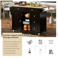 Kitchen cart with Rubber wood desktop rolling mobile kitchen island