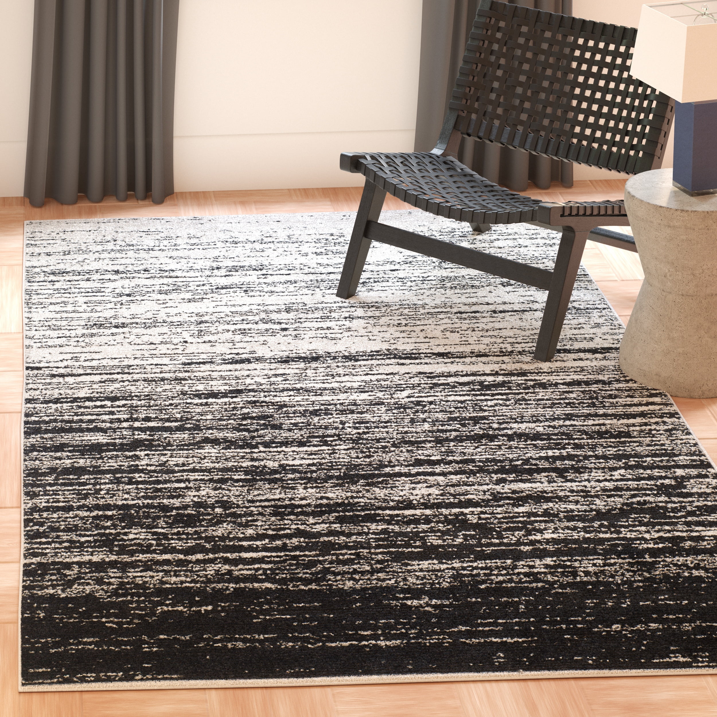 SAFAVIEH Adirondack Esmond Striped Area Rug, Silver/Black, 8' x 10' - Large - Modern Design, Silver & Black, Ideal for Living Room, Bedroom, Dining Space