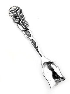 NEW FLOWER DESIGN STERLING SILVER SALT SPOON  WITH ROUND BOWL 