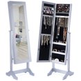 thumbnail image 1 of Costway Mirrored Jewelry Cabinet Armoire Organizer Storage Box Ring w/ Stand White, 1 of 10