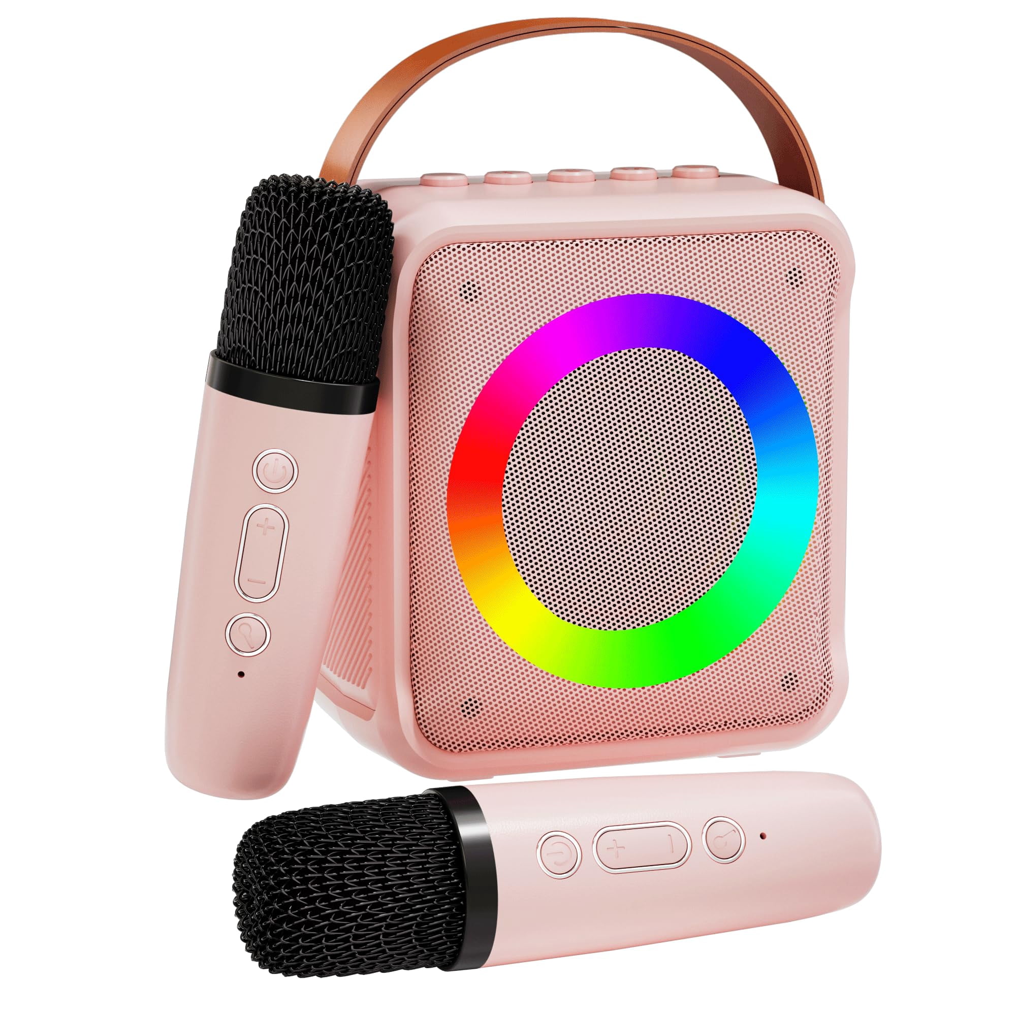 Machine Karaoké Enfants Avec 2 Micros Sans Fil - Bluetooth, Lumières LED - 6 Effets Voix - 6W