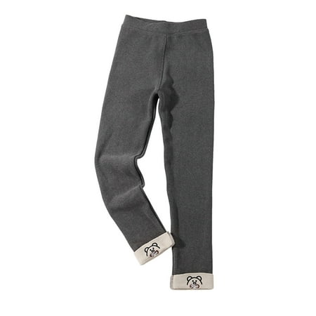 

XNHOU Toddler Baby Girls Sweatpants Solid Color Trousers Cotton Thick Fleece Lined Warm Leggings Stretchy for Winter Stocking Elastic Waist Jogger Pants 14-16 Years