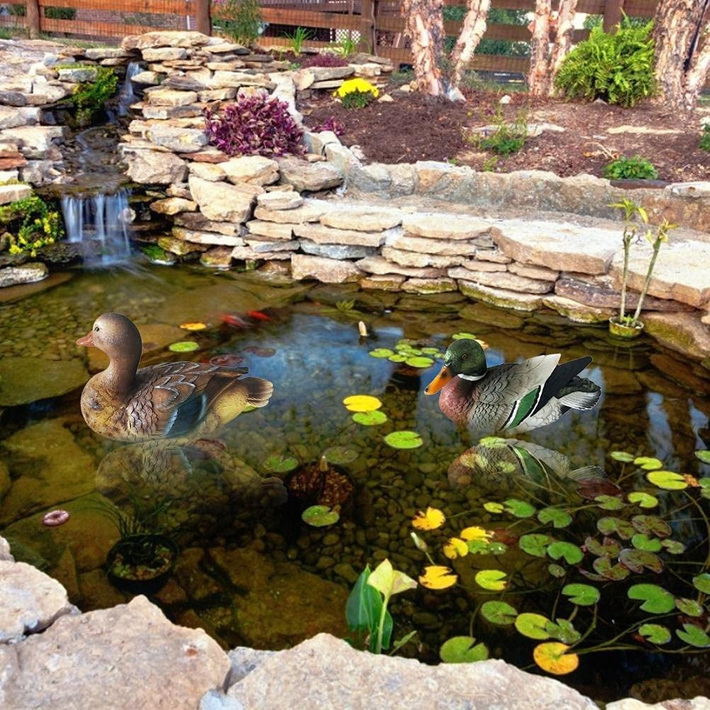 Liho Duck Sculpture,Floating Pond Decor Garden Pool Decoration Resin Duck Statue with Sturdy Material, for Garden Pond, Pool Decor (Fishery) A605