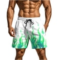 thumbnail image 3 of Yaoyar Men's Flame Graphic Print Fun Dual Beach Shorts with Pocket Casual Summer Swim Beach Sports Shorts Fast-Drying Trousers,Mint Green,L, 3 of 8