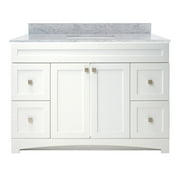 Monterrey 49" Flat White Vanity with Carrara White Marble Top