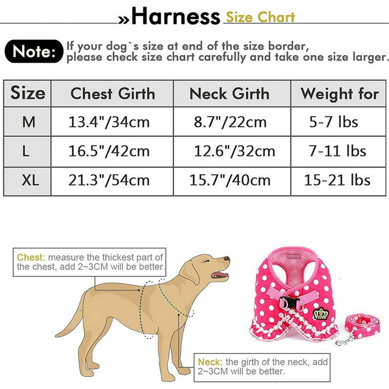2 Pieces Polka Dot Dog Harness and Leash Set Walmart