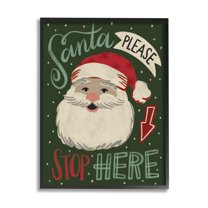 Jovial Santa Claus Polka Dot Pattern Calligraphy Sign Holiday Graphic Art Framed Art Print Wall Art