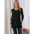 thumbnail image 4 of DARING DIVA V Neck Long Sleeve Chunky Knit Pullover Sweater S Black, 4 of 8