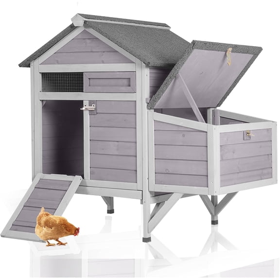 Aivituvin Chicken Coop Outdoor Weatherproof Duck House with Nesting Box, Perches, Metal Tray for 2-4 Chickens, Ducks, 40.94" L x 27.37" W x 38.55" H