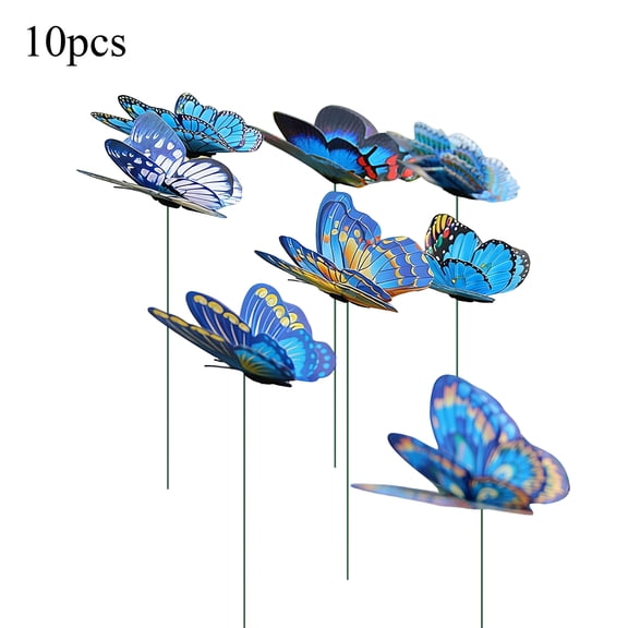 10pc Large Butterfly Garden Stakes – Faux Butterflies on Metal Wire, Outdoor Yard Planter Decor.