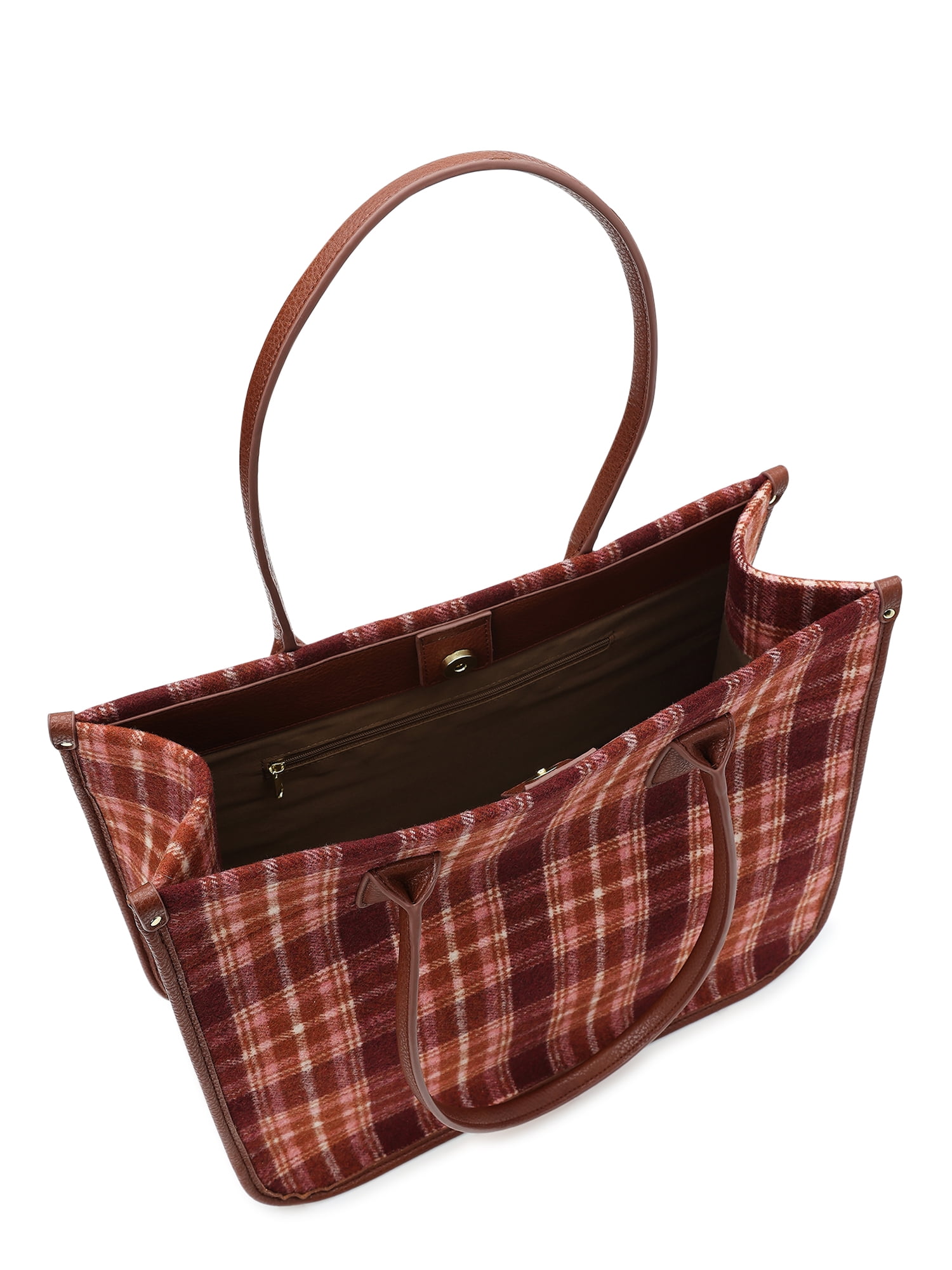 Burberry Check Large Tote Honey Brown