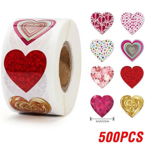 Pegatinas de corazón rojo para el Día de San Valentín, 100-500 piezas, 1 pulgada, embalaje para hornear, sellos de sobre, pegatinas decorativas de amor