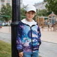 thumbnail image 2 of Uorisanigo Zip-Up Hooded Sweatshirt Hoodie for Boys and Girls Long Sleeve Cherry Blossom Snake Shirts Pullover Tops School Party Vacation Fall Winter Clothes, 2 of 7
