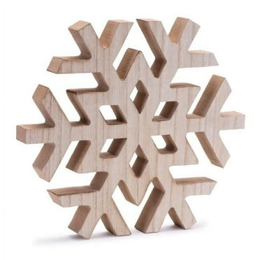 12 in. Wood Snowflake, Brown - Set of 2