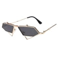 thumbnail image 1 of Punk Style Cat Eye Sunglasses Lightweight Grey Lens Golden Frame Unisex Fashion Eyewear for Outdoor Activities Party Wear, 1 of 4