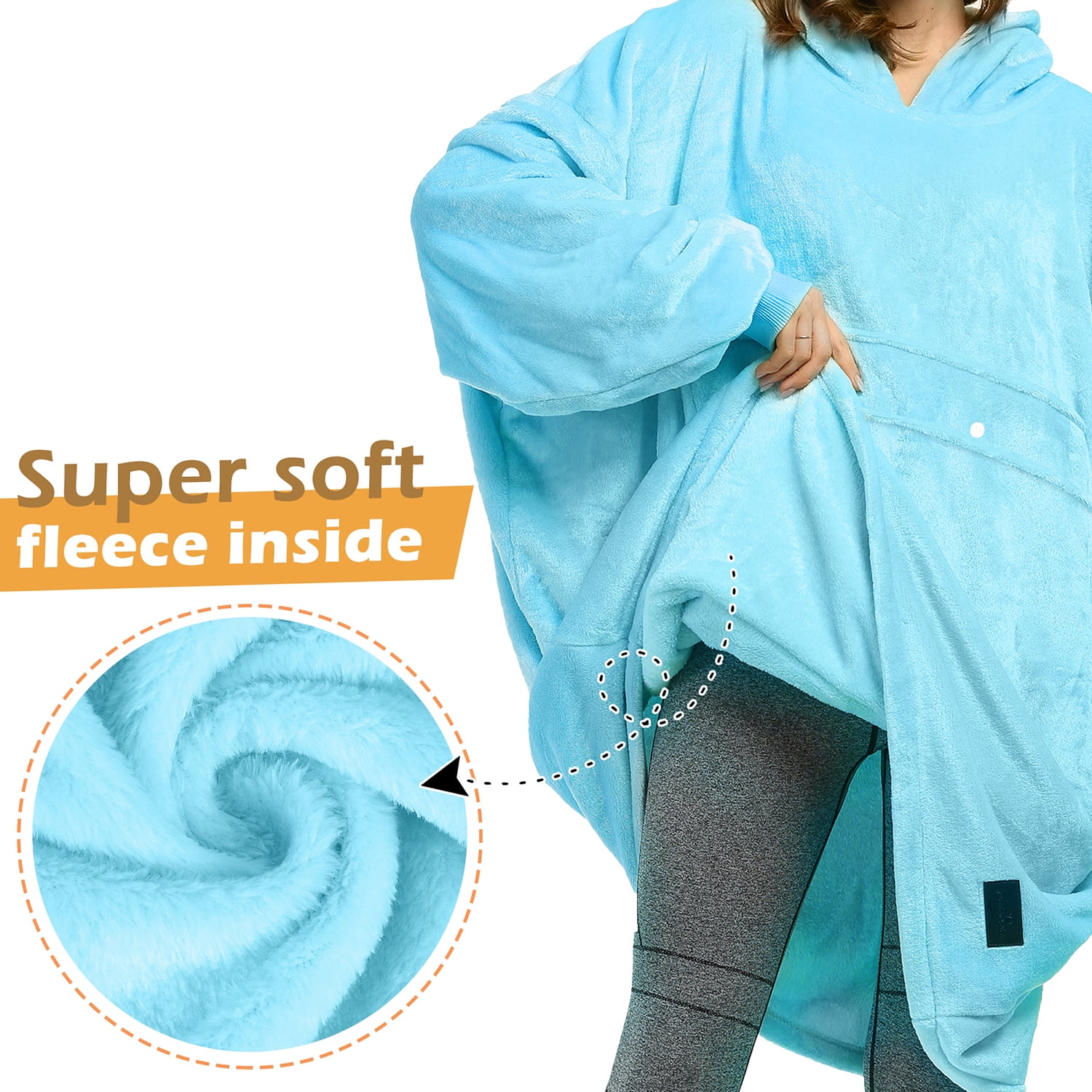 Catalonia Oversized Blanket Hoodie Sweatshirt, Lavender Wearable Fleece Pullover, Gift for Adults Men Women